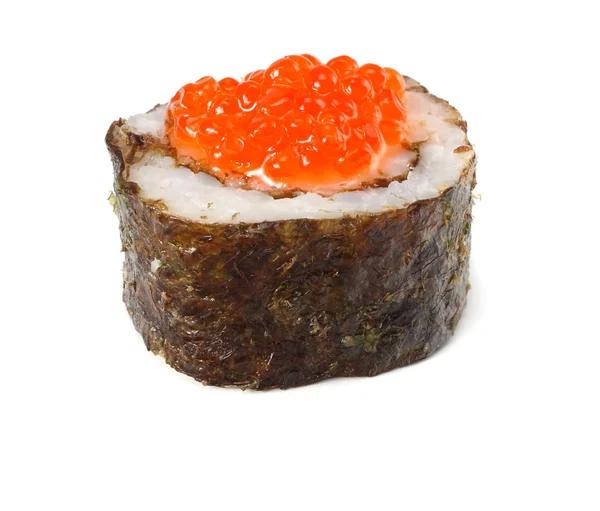 Sushi Con Caviale Rosso Isolato Fondo Bianco — Foto Stock