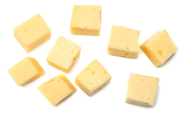 Κομμάτι Τυρί Απομονωμένο Λευκό Φόντο Άνω Όψη — Φωτογραφία Αρχείου