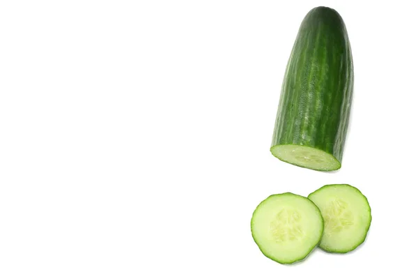 Fresh Cucumber Slices Isolated White Background Top View — Stock Photo, Image