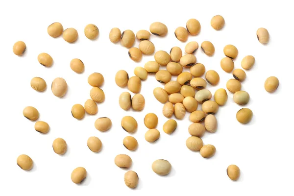 Soybeans Isolated White Background Top View — Stock Photo, Image