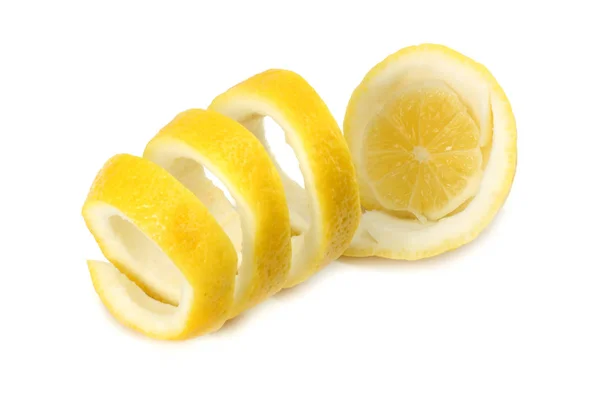 新鮮なレモンの皮の分離の白い背景 健康食品 — ストック写真