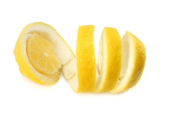 Zeste Citron Frais Isolé Sur Fond Blanc Aliments Sains — Photo