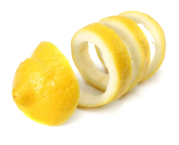 Zeste Citron Frais Isolé Sur Fond Blanc Aliments Sains — Photo