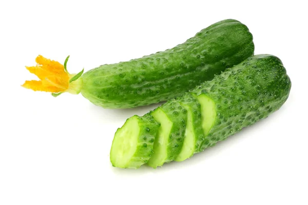 Fresh Cucumber Slices Isolated White Background — Stock Photo, Image