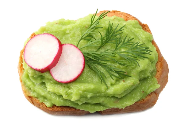 Sandwich Met Avocado Crème Geïsoleerd Een Witte Achtergrond Gezonde Voeding — Stockfoto