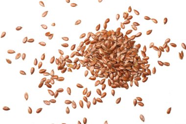 flax seeds isolated on white background. flaxseed or linseed. Cereals. Healthy food. top view clipart