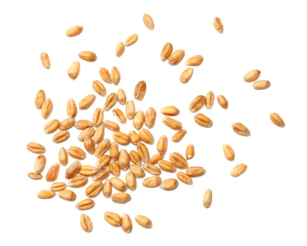 Зерна Пшеницы Изолированы Белом Фоне Вид Сверху — стоковое фото