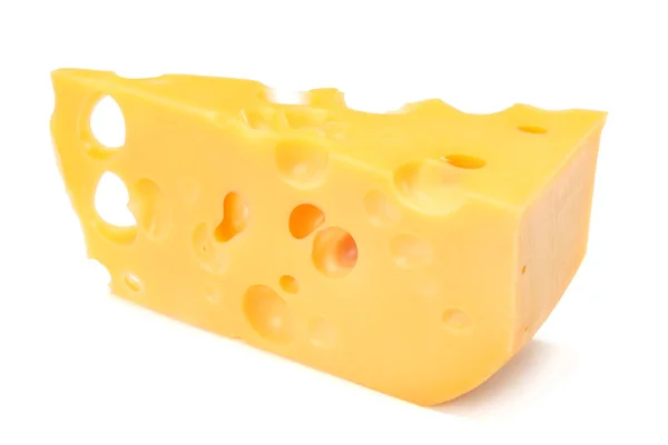 Stück Käse Isoliert Auf Weißem Hintergrund — Stockfoto