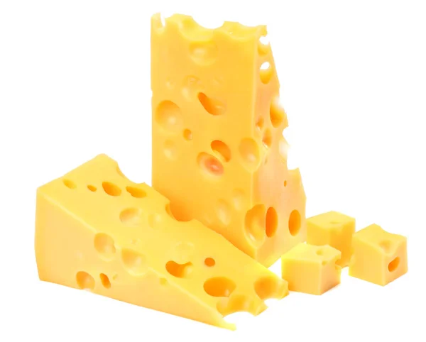 Beyaz Arkaplanda Izole Edilmiş Peynir Parçası — Stok fotoğraf