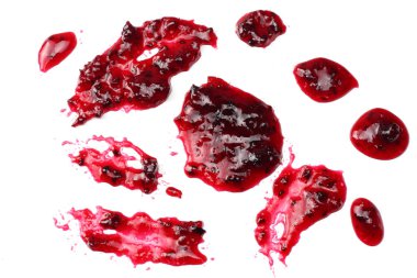 sağlıklı arka plan. ahududu reçeli beyaz arka plan üzerinde sıçrama izole. üstten görünüm