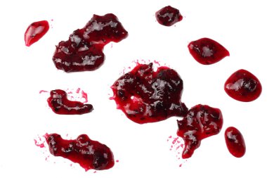 sağlıklı arka plan. ahududu reçeli beyaz arka plan üzerinde sıçrama izole. üstten görünüm