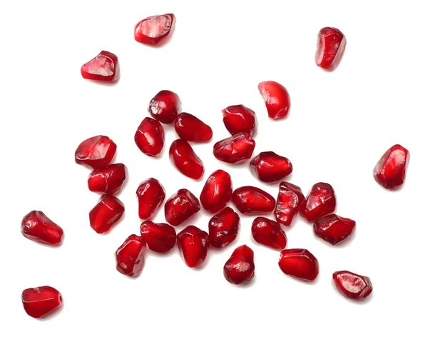 Pomegranate Seeds Isolated White Background Top View Pomegranate Berries — Stock Photo, Image