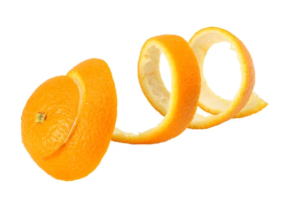 Pomarańczowa Skórka Białym Tle Białym Tle — Zdjęcie stockowe
