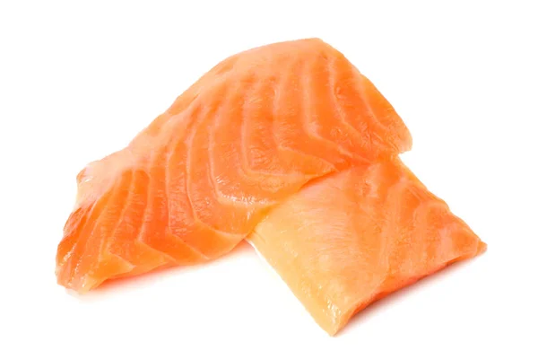 Červená Ryba Syrové Filet Lososa Izolovat Bílém Pozadí — Stock fotografie