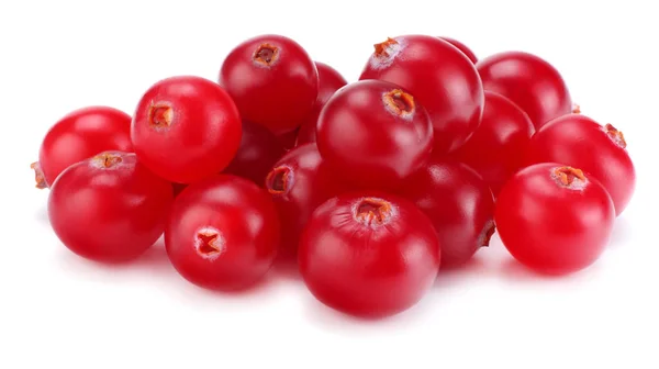 Cranberry Met Bladeren Wit Wordt Geïsoleerd Met Uitknippad Macro — Stockfoto