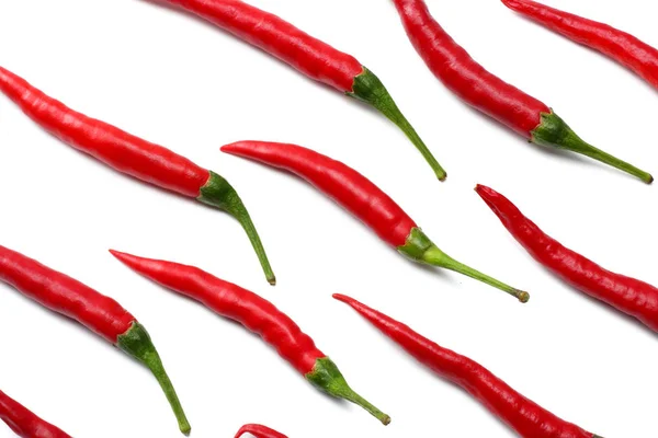 Red Hot Chili Peppers Isolated White Background Top View — Stock Photo, Image