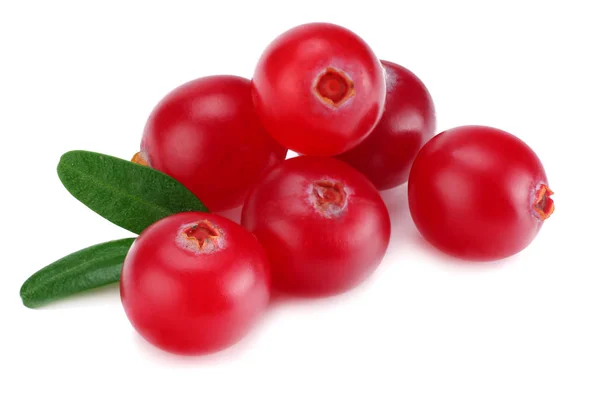 Cranberry Dengan Daun Terisolasi Atas Putih Dengan Jalan Pintas Makro — Stok Foto