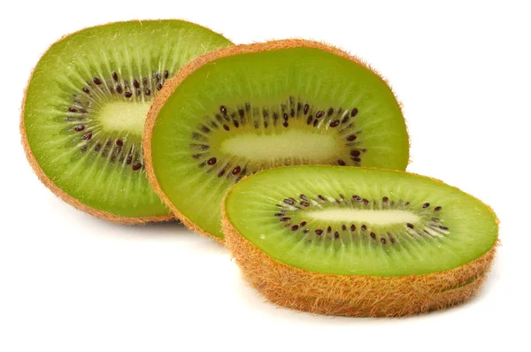 Snijdt Kiwi Fruit Geïsoleerd Witte Achtergrond — Stockfoto