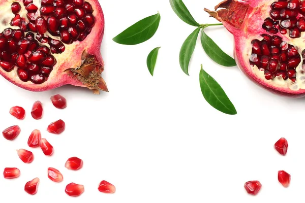 Pomegranate Isolated White Background Top View — Stock Photo, Image