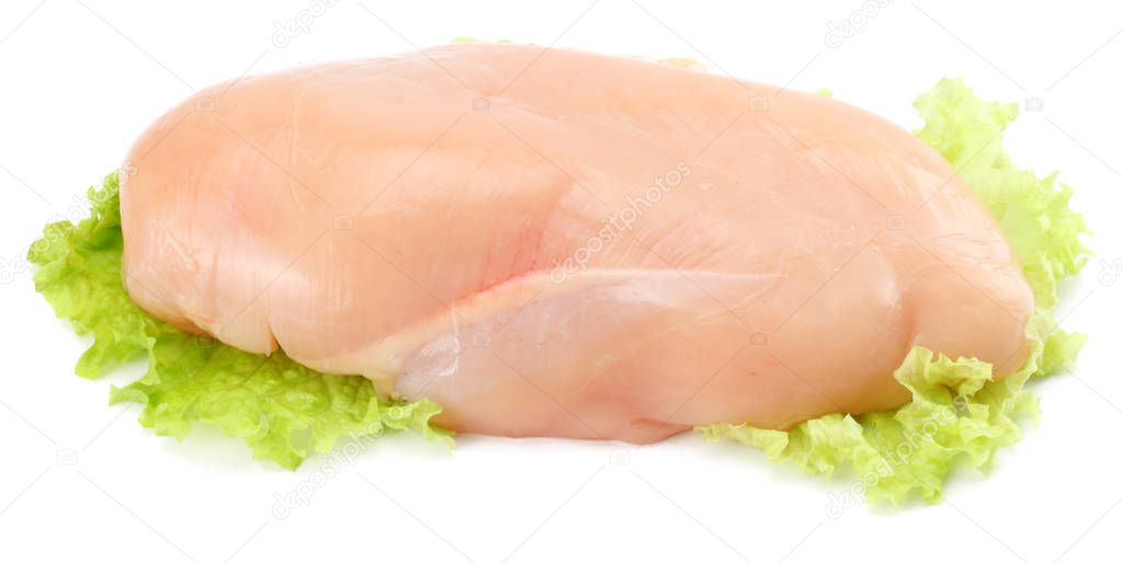 Raw chicken fillet isolated on white background