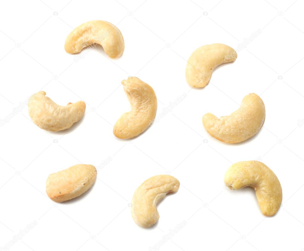 cashew isolated on white background top view