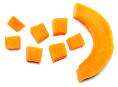 balkabağı beyaz arka plan üzerinde üstten görünüm izole parçası