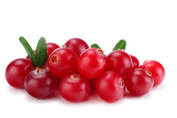 Cranberry Dengan Daun Terisolasi Atas Putih Dengan Jalan Pintas Kedalaman — Stok Foto