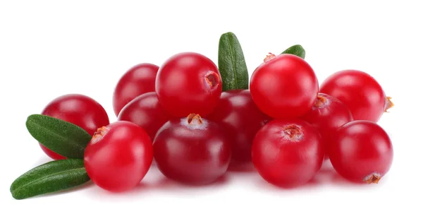 Cranberry Met Bladeren Geïsoleerd Wit Met Een Knippad Volledige Velddiepte — Stockfoto