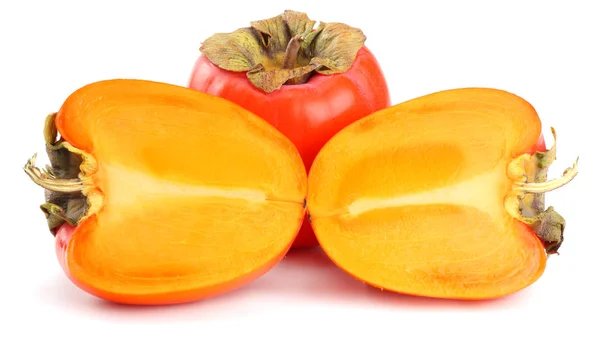 Fresh Ripe Persimmons Isolated White Background — Stock Photo, Image