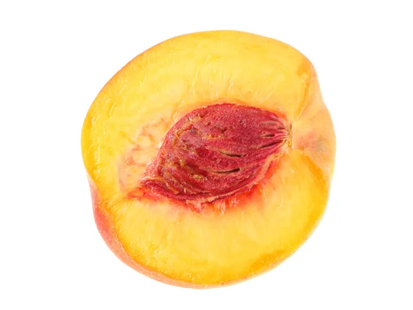 Persika Frukt Skivor Isolerad Vit Bakgrund — Stockfoto