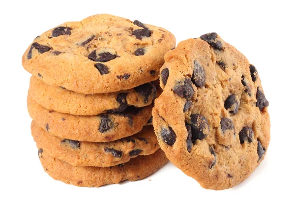 Chocolate Chip Cookies Isoliert Auf Weißem Hintergrund Süße Kekse Hausgemachtes — Stockfoto