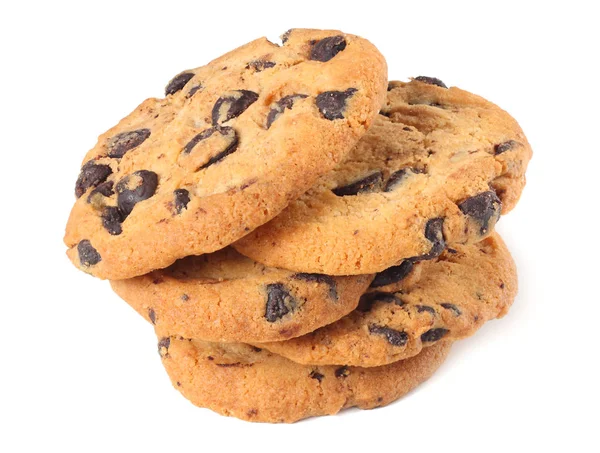 Chocolate Chip Cookies Isoliert Auf Weißem Hintergrund Süße Kekse Hausgemachtes — Stockfoto