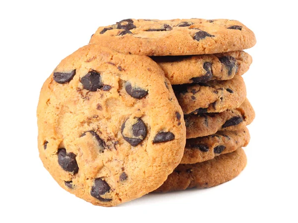 Chocolate Chip Cookies Isoliert Auf Weißem Hintergrund Süße Kekse Hausgemachtes — Stockfoto