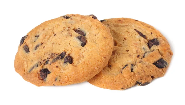 Chocolate Chip Cookies Isoliert Auf Weißem Hintergrund Süße Kekse Hausgemachtes — Stockfoto