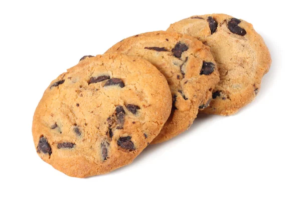 Chocolate Chip Cookies Isoliert Auf Weißem Hintergrund Süße Kekse Hausgemachtes — Stockfoto