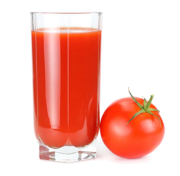 Jus Tomat Diisolasi Pada Latar Belakang Putih Jus Dalam Gelas — Stok Foto