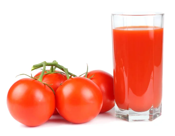 Tomatensaft Isoliert Auf Weißem Hintergrund Saft Glas — Stockfoto