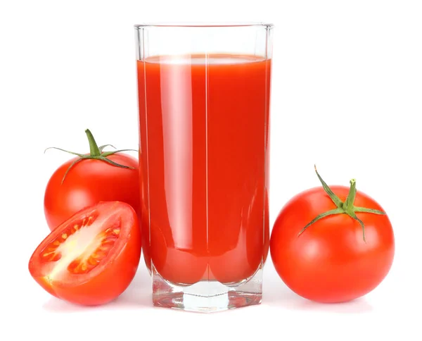 Sok Pomidorowy Białym Tle Sok Szkle — Zdjęcie stockowe
