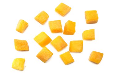 mango dilim beyaz arka plan üzerinde izole. sağlıklı gıda. üstten görünüm