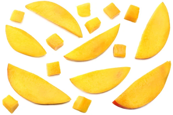 Mango Slice Isolated White Background Healthy Food Top View — Stock Photo, Image