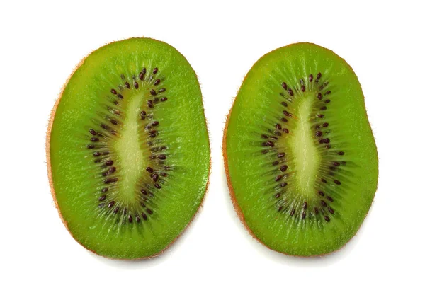 Plátky Kiwi Ovoce Izolovaných Bílém Pozadí Pohled Shora — Stock fotografie