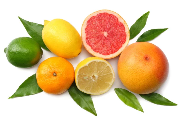 Zdrowe Jedzenie Mix Plasterki Cytryny Limonki Zielonej Pomarańcza Mandarynka Owoce — Zdjęcie stockowe