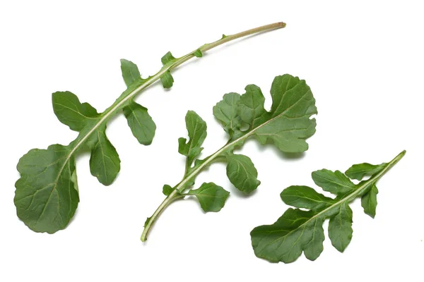 Folhas Verdes Rúcula Fresca Isoladas Sobre Fundo Branco Salada Foguete — Fotografia de Stock