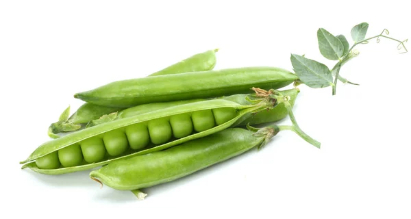 Pois Verts Frais Isolés Sur Fond Blanc — Photo