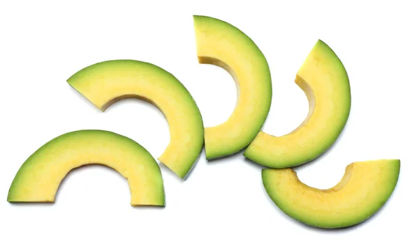 Здоровую Пищу Нарезанный Авокадо Изолирован Белом Фоне Вид Сверху — стоковое фото