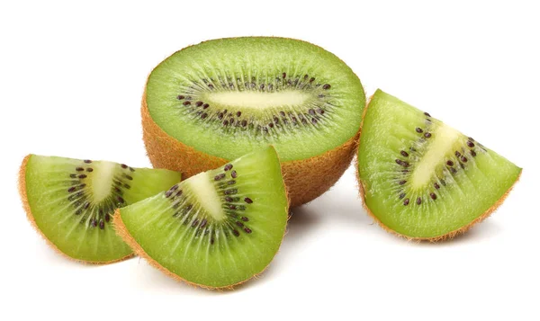 Snijdt Kiwi Fruit Geïsoleerd Witte Achtergrond — Stockfoto