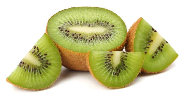 Snijdt Kiwi Fruit Geïsoleerd Witte Achtergrond — Stockfoto