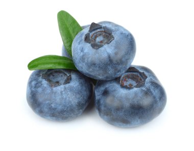 yaban mersini ile yeşil yaprak beyaz arka plan üzerinde izole. makro