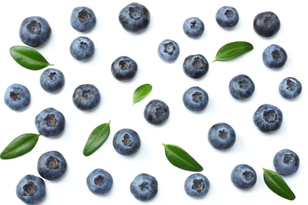 Blaubeeren Isoliert Auf Weißem Hintergrund Ansicht Von Oben — Stockfoto