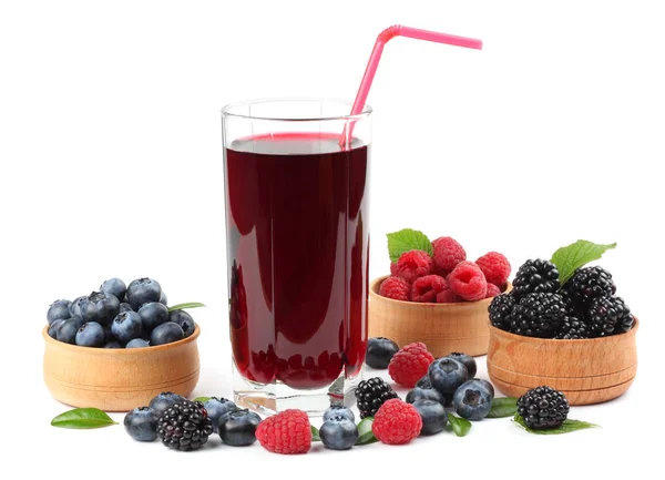 Glass Blueberry Juice Isolated White Background — Stock Photo, Image
